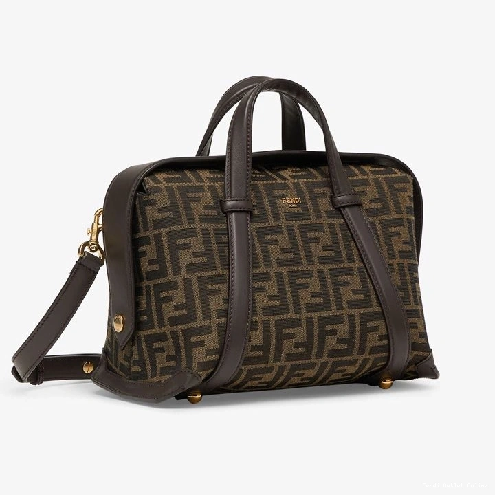 Affordable In Motif Fabric 365 FF Medium Boston Brown Fendi Bag 0807